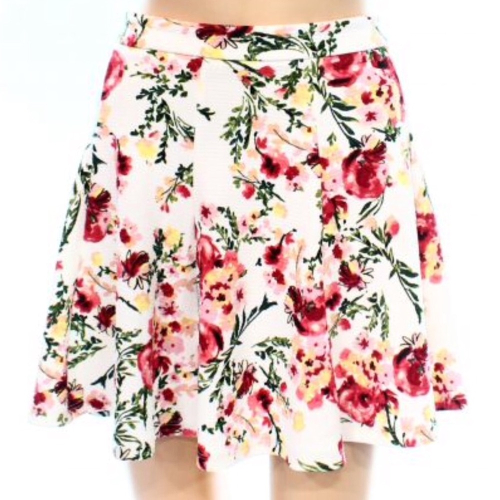 LUSH XS FLORAL DESIGN TEXTURED A LINE SKIRT NWT